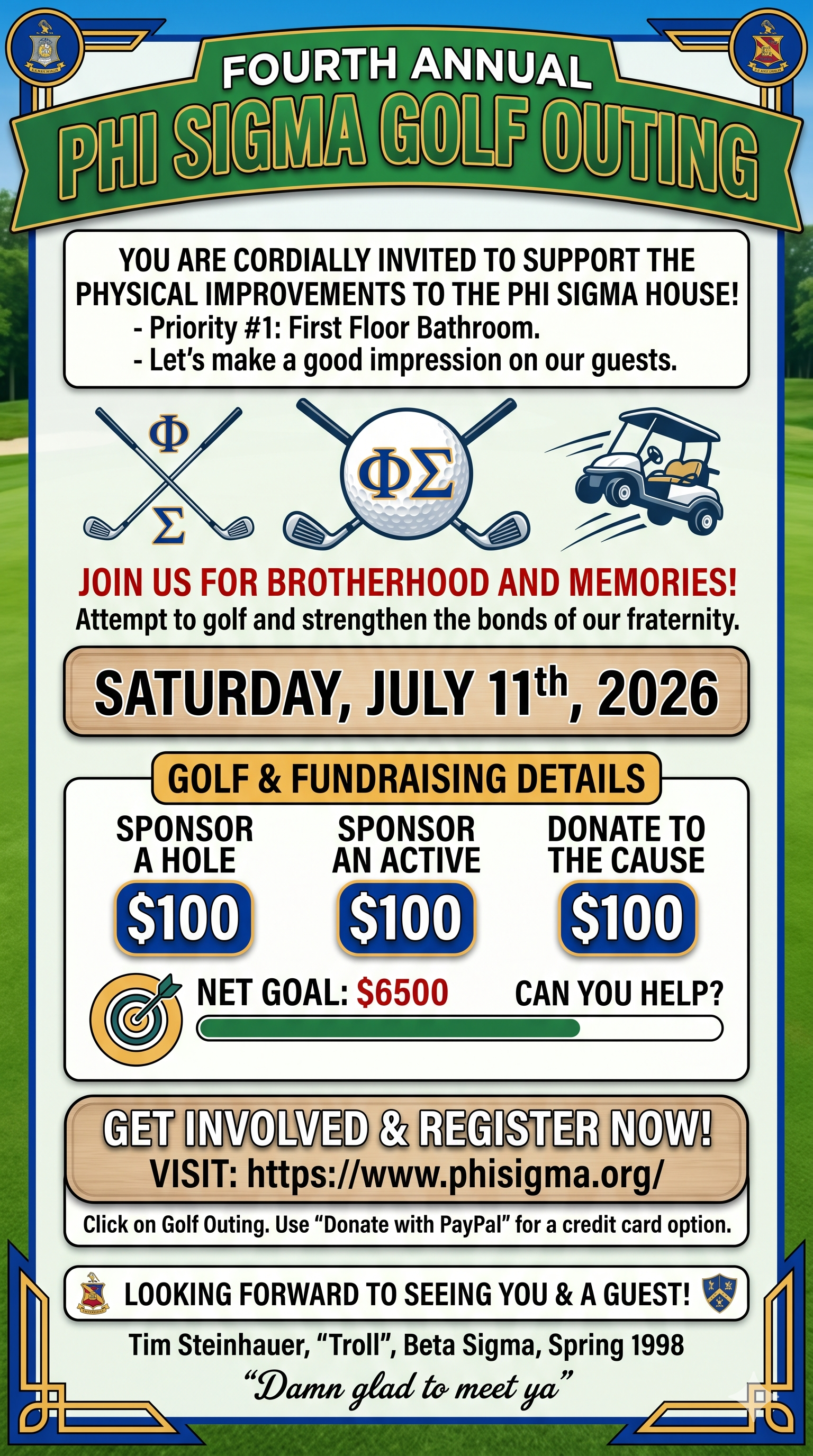 4th Annual Phi Sigma Golf Outing flyer